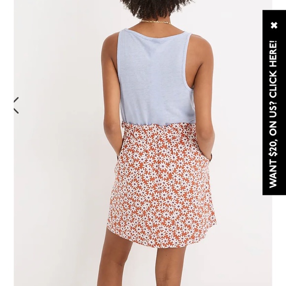 Madewell paper bag button front mini‎ -falling daisies. Worn twice. Retail 69.50 - Picture 3 of 8